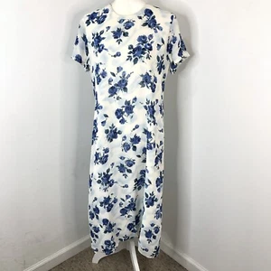 Valerie Stevens Womens Pure Silk Dress Size 8P Sheath Blue Roses Cottage Core - Picture 1 of 16