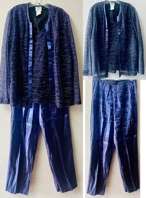 R&M RICHARDS 2 PIEZAS. PANTALONES TRAJE MADRE DE NOVIA/NOVIO SATINADO BRILLO PÚRPURA TALLA 16 Foto 1 de 4