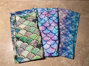 Set Of 3 Mermaid Scales Design Neck Gaiters Reusable Clean Preowned 10” X 20” - Picture 1 of 6
