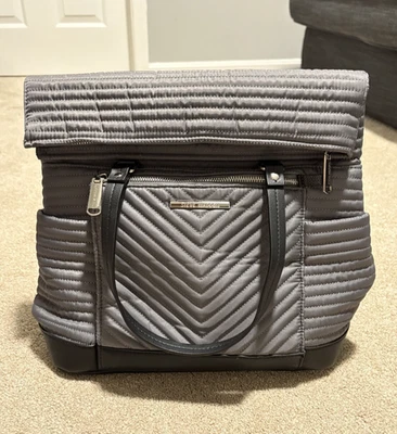 Steve Madden Backpack Purse Handbag Quilted Nylon Gray Expandable - Image 1 of 4