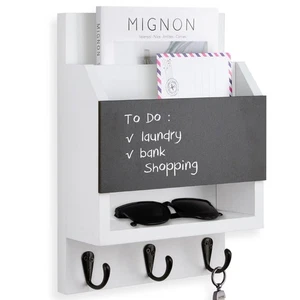 Key and Mail Holder for Wall, Key Holder with Chalkboard and Long Storage Box... - Foto 1 di 6