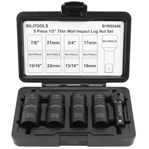 Lug Nut Impact Socket Set, 1/2 inch Drive Flip Socket Set Metric - Picture 1 of 7