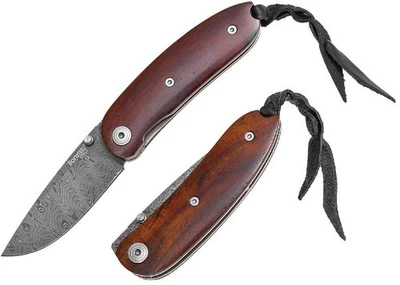 Cuchillo Plegable LionSTEEL Mini Linerlock 2.25" Hoja de Acero Damasco Mango de Madera Foto 1 de 3