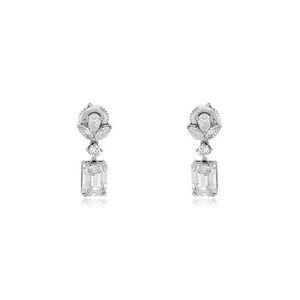 2.90 CT Lab Grown Multi-Shape Diamond Drop Earrings in 14K White Gold - Picture 1 of 2