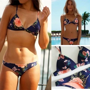 Triangl Neoprene Bikini Set Delilah Blue Floral Swim Swimsuit Bathing Suit - Picture 1 of 13