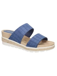 EASY STREET Womens Blue Maryann Round Toe Wedge Slip On Sandals Shoes 7.5 M - Picture 1 of 11