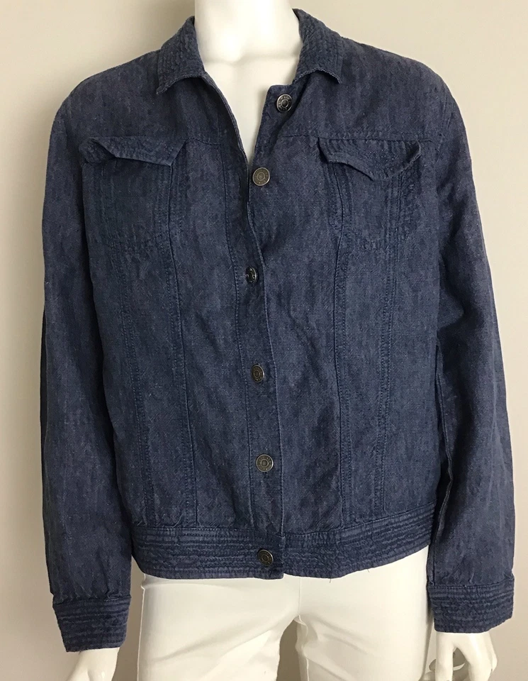 Chaqueta para mujer Kate Hill talla 12 P azul informal de lino look vaquero Foto 1 de 4