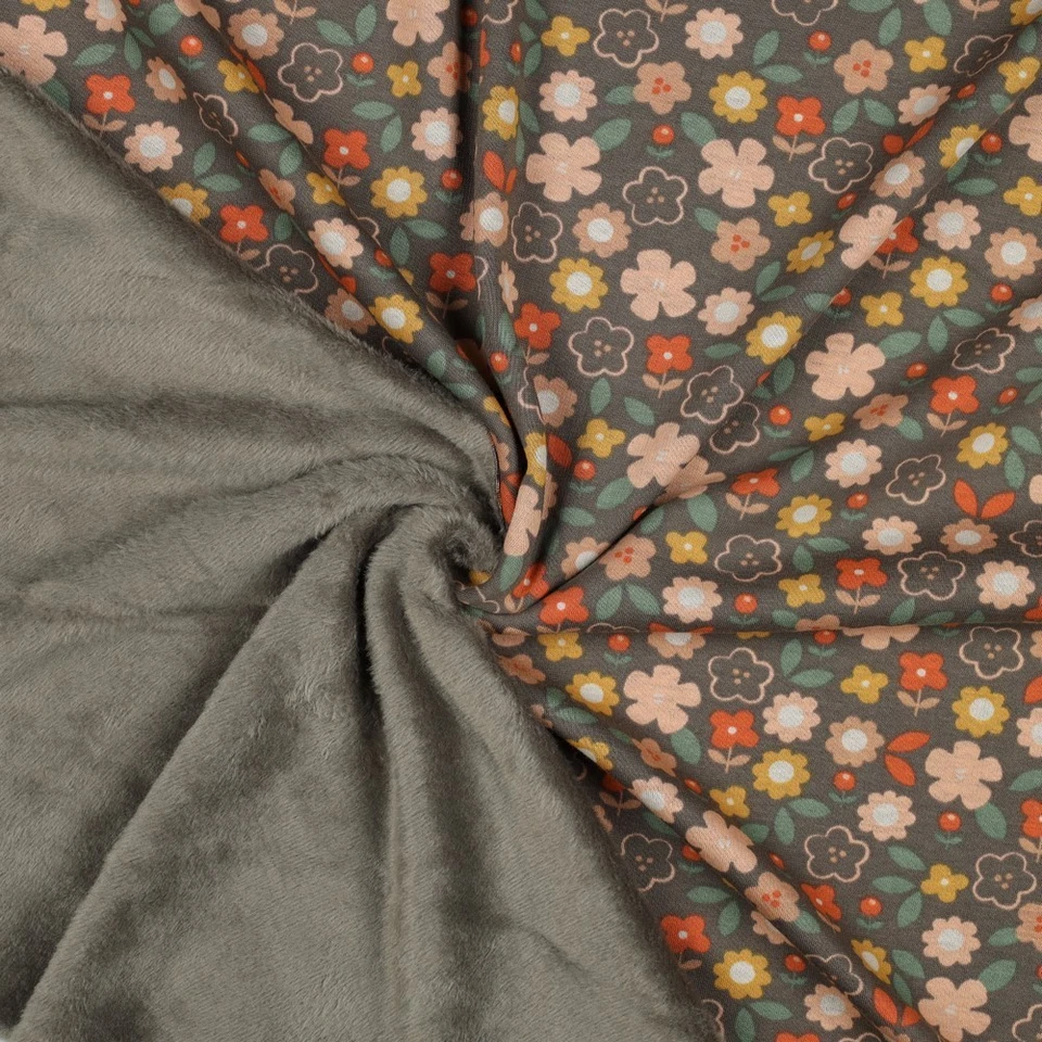 0,50 m Jersey Alpenfleece floral Blumen bunt Sweatshirt flauschig ve - Bild 1 von 1