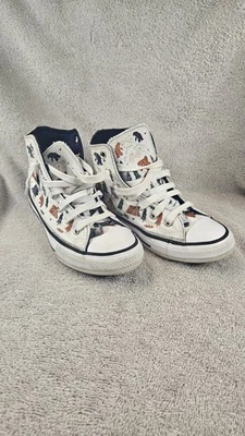 Converse Allstar унисекс детей Junior Hi-Top кроссовки 672439F белый/темно-синий размер 2  - Изображение 1 из 4