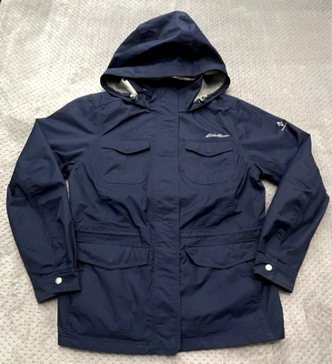 Chaqueta Eddie Bauer Travex WeatherEdge para mujer grande azul marino con capucha lluvia parka concha Foto 1 de 4