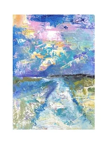 Cuchillo Palet Acrílico Pintura Aceo Por Kenna Paisaje Original 2.5” X 3.5 Firmado - Imagen 1 de 3