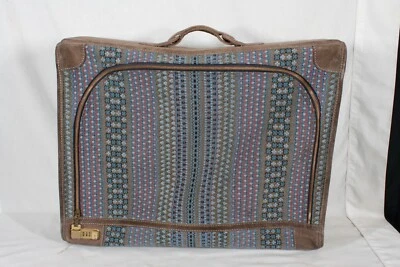 RARE! VINTAGE FRENCH LUGGAGE "BLUEBELL" SUEDE & TAPESTRY 25" PULLMAN SUITCASE - Image 1 of 4