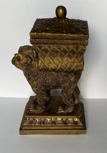 Vtg Monkey Statue Exotic Ethnic Design Decor  Basket on Back w/ Lid Trinkets… - Picture 1 of 14