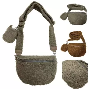 Bolso de cinturón de piel de peluche bandolera bolso abdominal cinturón unicolor - Imagen 1 de 12