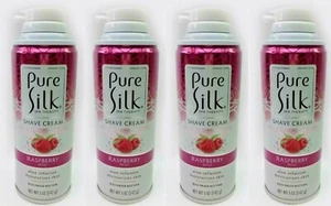 4 X Pure Silk Shave Cream Raspberry Mist Aloe Infusion Moisturizer Skin 5 oz Ea - Picture 1 of 12
