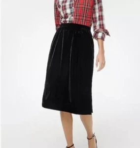 New J. CREW Size S Pull-on Velvet Holiday Skirt Lined Pockets Elastic Waist $110 - Picture 1 of 24