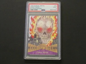 1995 FLEER MARVEL METAL GHOST RIDER SILVER FLASHER CARD # 59 PSA 9 MINT - Picture 1 of 2