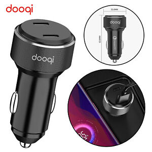 60W Dual USB Type-C Car Charger Fast Charging Adapter For iPhone Samsung Google