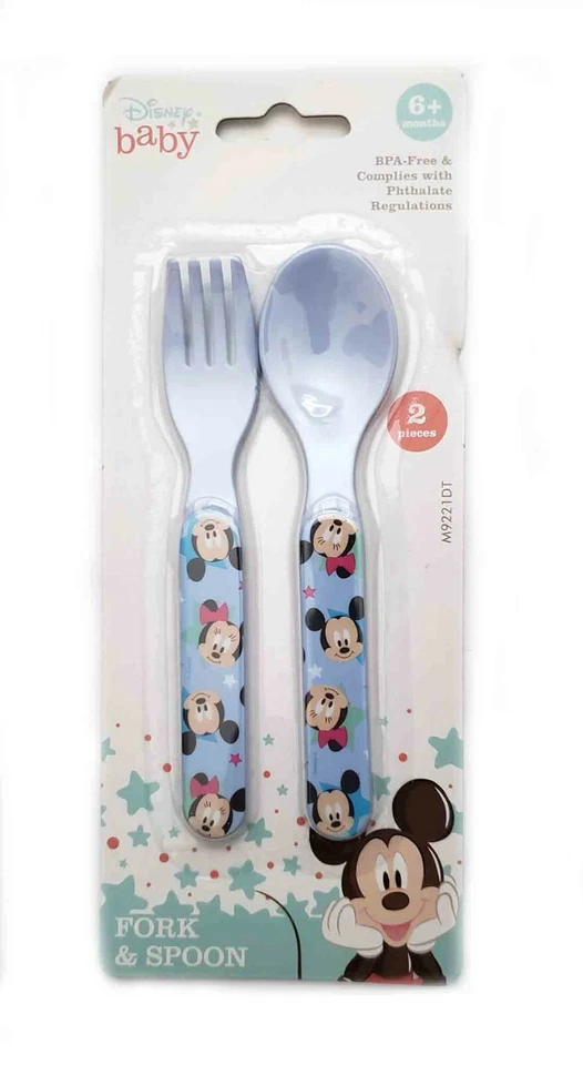 Juego de tenedor y cuchara azul Disney Baby Minnie y Mickey Mouse azul sin BPA azul Foto 1 de 1
