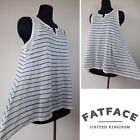 Fat Face Size 12 Pure 100% Linen Vest Top White Stripe Sleeveless Summer Holiday