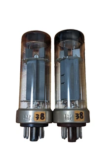 Metal Base: Pair (2) Mullard Amperex EL34/6CA7 Tubes TV-7 Tested Strong - Picture 1 of 10