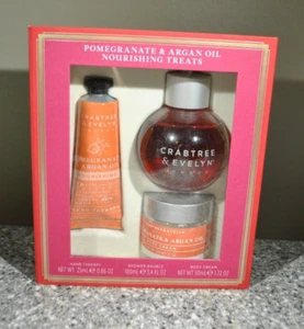 CRABTREE EVELYN POMEGRANATE & ARGAN OIL NOURISHING TREATS TRIO in a Gift Box - Picture 1 of 3