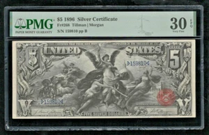 US 1896 $5 Education Silver Certificate FR 268 PMG 30 EPQ (810) - Picture 1 of 2