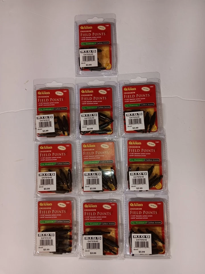 10 Packs of 6 Allen Crossbow Field Points 150 Grain Fits Aluminum Or Carbon Arro - Image 1 of 1