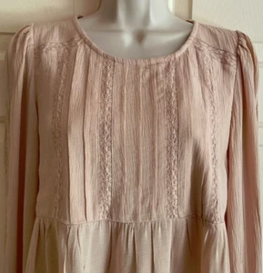 American Eagle Blouse Size S Peasant Top Blush Lace Boho Long Sleeve NWT-$50 - Picture 1 of 7
