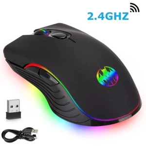 Gaming Mouse Wireless USB Rechargeable 7 Color LED Backlight RGB 1600 DPI Mice - Picture 1 of 12