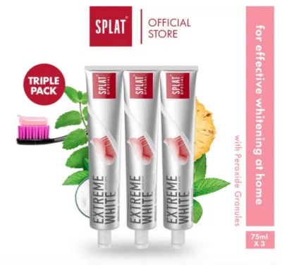 FREE Ship + 3 EXTREME WHITE TOOTHP SPLAT PEROXIDE CARBOMI WITH FLUOR - Image 1 of 4