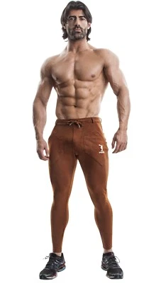 Pantalones deportivos DEMIG ajustados largos de algodón yoga para hombre con bolsillos cordón cintura Foto 1 de 4