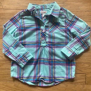 Cat & Jack Toddler Girl Long Sleeve Cotton Plaid Flannel Shirt (4T) - Picture 1 of 5