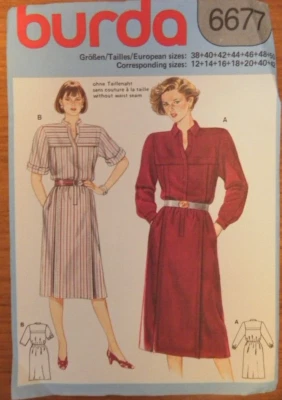 (1990’s) Burda 6677 Sewing Pattern Ladies Pullover dress Cut size 12-18. Size 12 - Image 1 of 4