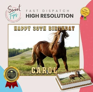 CAVALLO RETTANGOLO COMMESTIBILE COMPLEANNO CAKE TOPPER DECORAZIONE PERSONALIZZATA - Foto 1 di 7