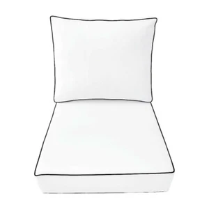 COVER ONLY - Outdoor Deep Seat Back Pillow Cover Contrast Piped Trim Large-AD106 - Picture 1 of 10