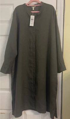 NWT $238 Eileen Fisher Grove Organic Linen Shirt Dress XL - Image 1 of 4