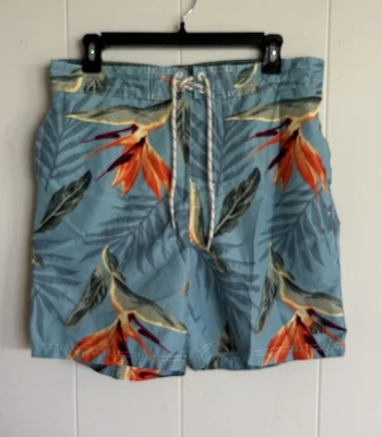 Caribbean Joe Island Supply Co Men Swim Trunks~Board Shorts Sz Lg Tropical Print - Image 1 of 4
