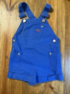 Vintage Izod x Lacoste Blue Adjustable Romper Overalls 2T Crocodile - Picture 1 of 15