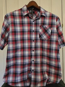 ECKO UNLTD Button-Up Shirt Mens 3XB Short Sleeve Plaid Red Black White - Picture 1 of 5
