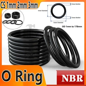 O Rings Cross Section 1/2/3mm - Metric Nitrile Rubber Seals NBR- ID 1mm to 178mm - Picture 1 of 10