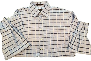 Robert Talbott Herren Oberhemd XLT blau weiß kariert Langarm Knopf Luxus - Bild 1 von 12