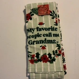 Weihnachten Küchentücher My Favorite People Is Grandma. 2 Stück Neu Mit Etikett - Bild 1 von 4