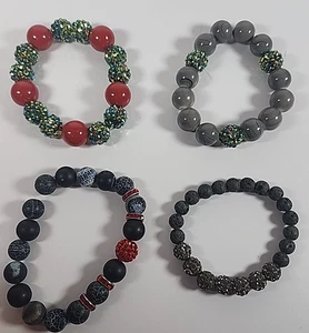 Lote Surtido De 4 Pulseras Con Cuentas Gris Brillante Joyería Hecha A Mano - Imagen 1 de 6