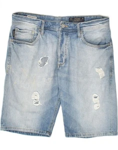 JACK & JONES Mens Regular Distressed Denim Shorts XL W36 Blue Cotton BD13 - Picture 1 of 4