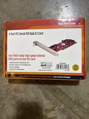 StarTech 4 Port PCI SATA RAID Controller Adapter Card, PCISATA4R1 - Image 1 of 4