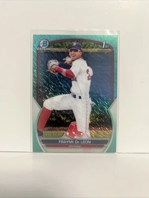 2023 1st Bowman Chrome - Fraymi De Leon -Red Sox - Aqua Refractor /125 - Rookie  - Image 1 of 2