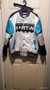 Chaqueta Martin Intro 8 Ball Satin Clásica XL Letterman Chaqueta Satinada Negra Azul Púrpura - Imagen 1 de 8