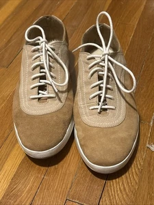 Tommy Bahama Reflexology Cartagena Women Lace Up Size 8.5B Tan Canvas Suede  - Picture 1 of 6