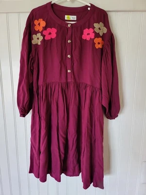 Epic Threads Girls Burgundy Flowers Embroidered Dress Size M (10/12) New  - Image 1 of 4